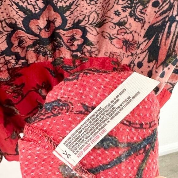 Free People Dobby Dot Flouncy Slip Vintage Combo Red Sleeveless Pockets Small - Picture 6 of 8